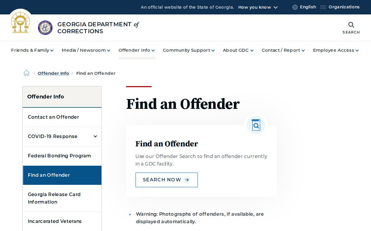 Gordon County state custody search through Georgia DOC offender records